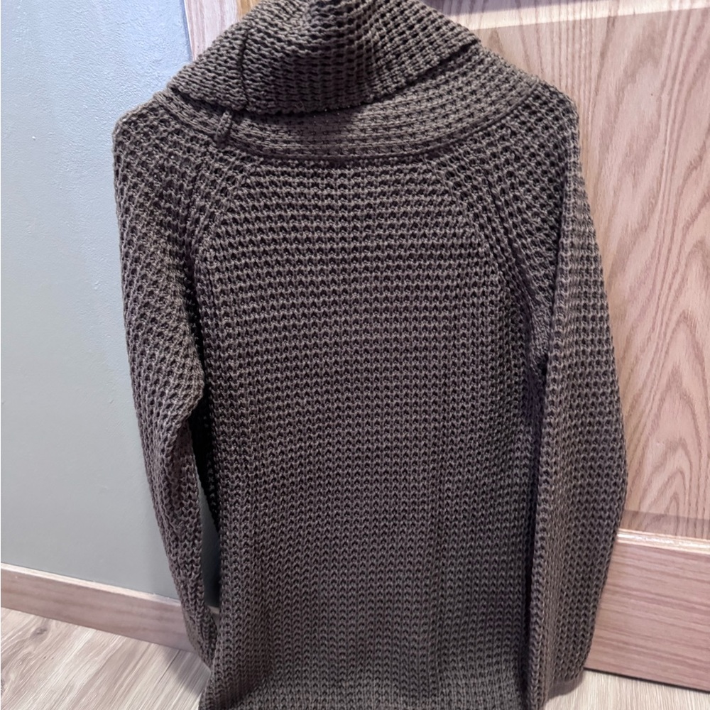 Brown Asymmetrical Button Sweater - image 3